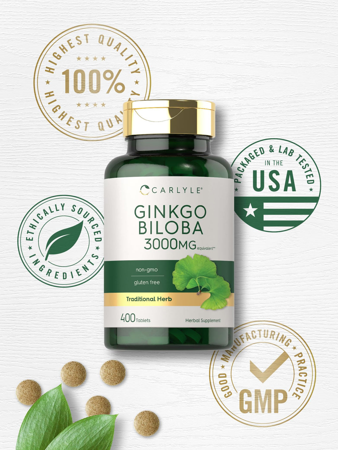 Carlyle Ginkgo Biloba 3000 mg, 400 Count
