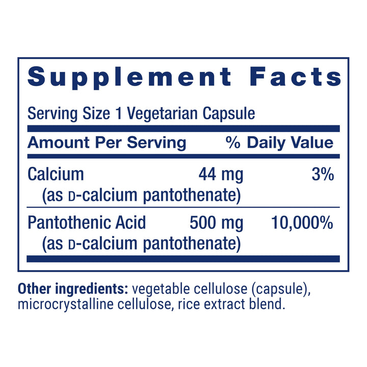 Life Extension Pantothenic Acid 500 mg, 100 Count