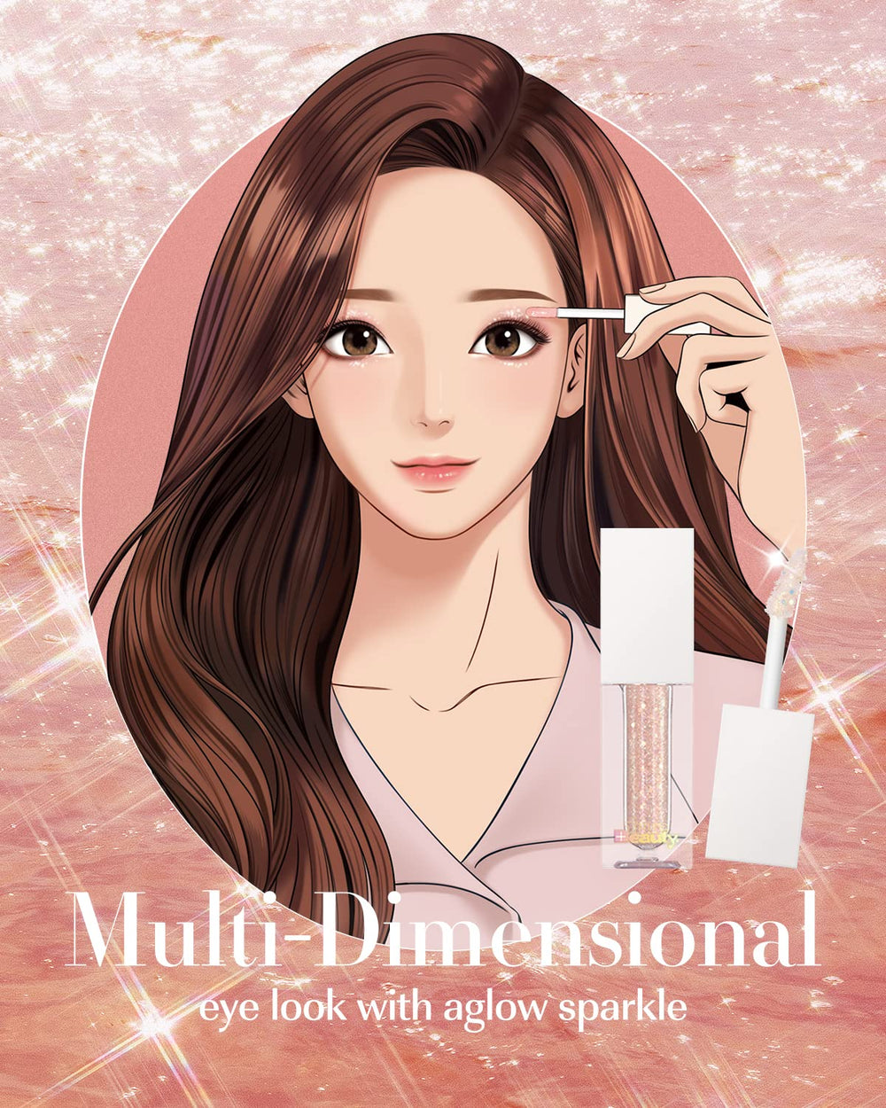 AMTS Webtoon True Beauty, Liquid Pink Gold Chunky Glitter Eyeshadow