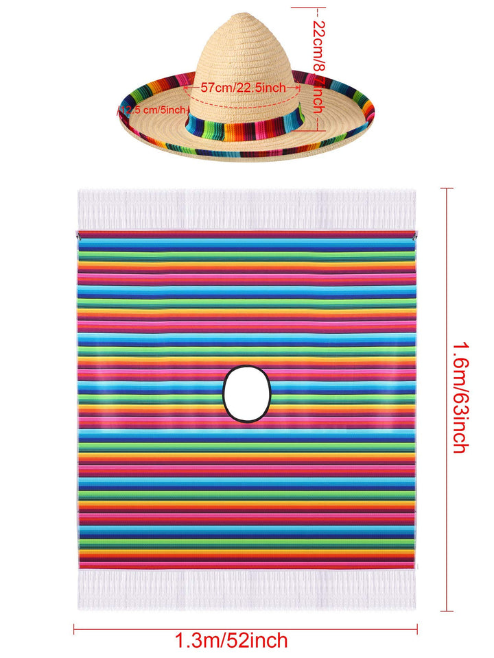 SATINIOR Mexican Costume Set, Sombrero and Serape