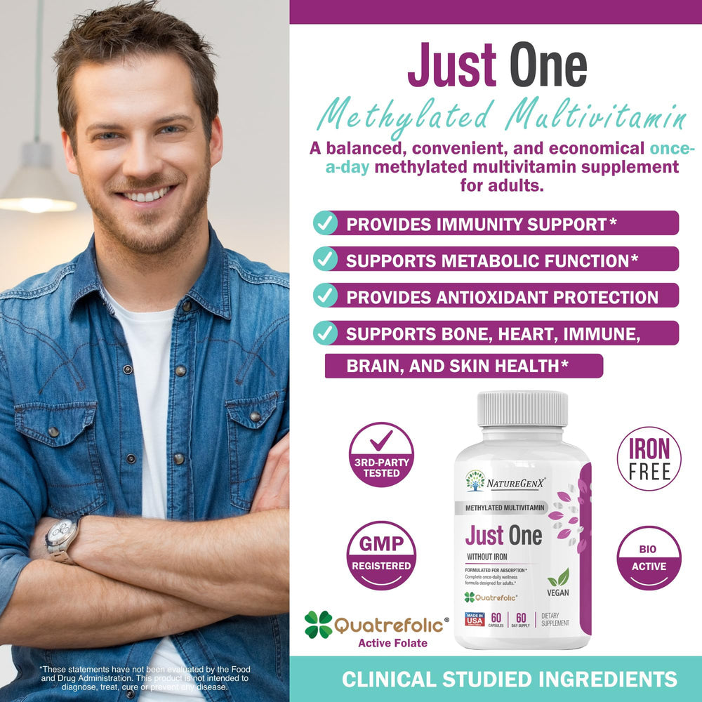 NatureGenX Just One Daily Methyl Multi MTFHR Supplement, 60 Count