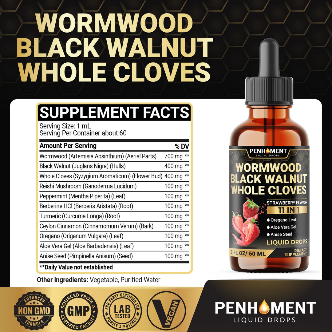 Penhoment Wormwood Liquid Drops, Strawberry, 2 fl oz