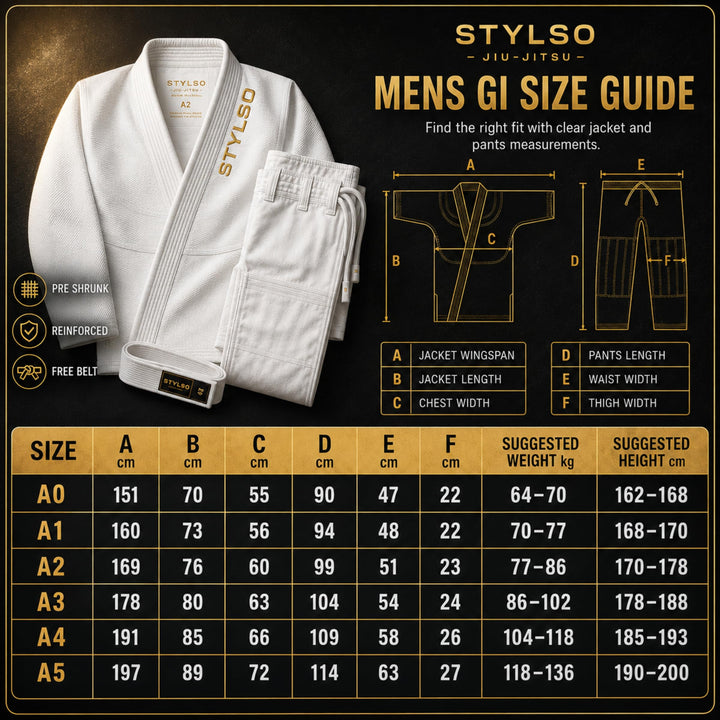 Stylso BJJ Gi for Men, Preshrunk, IBJJF Approved