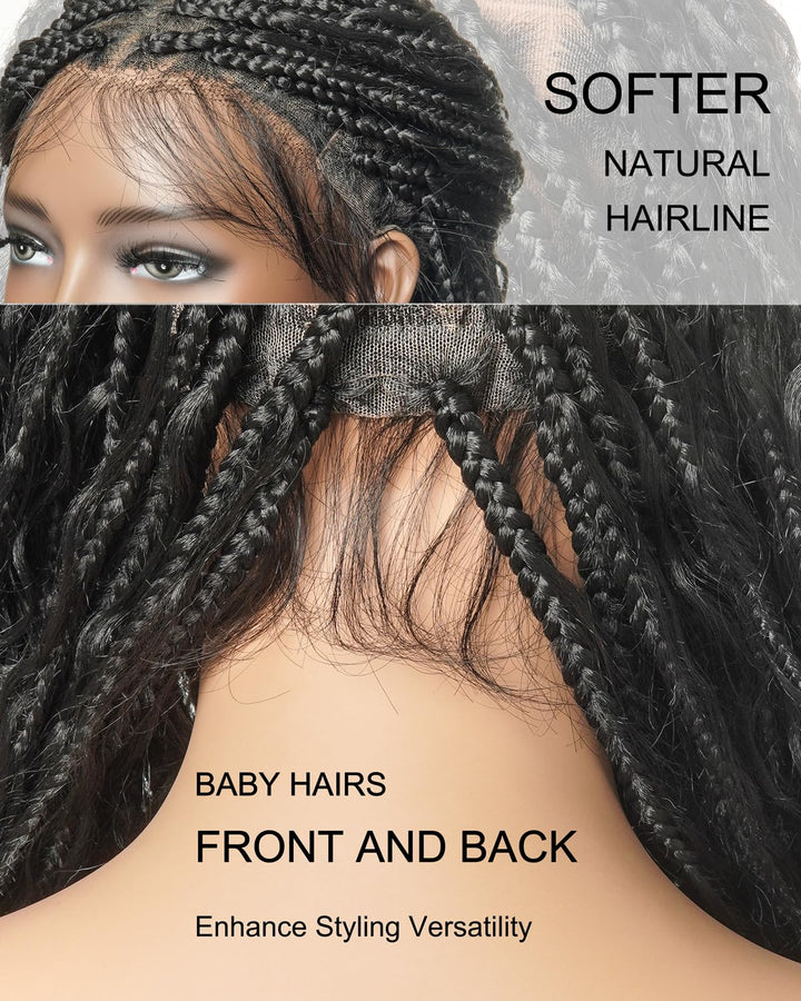 JALIZA Boho Curls Box Braided Wig, Black 1B, 24 Inch
