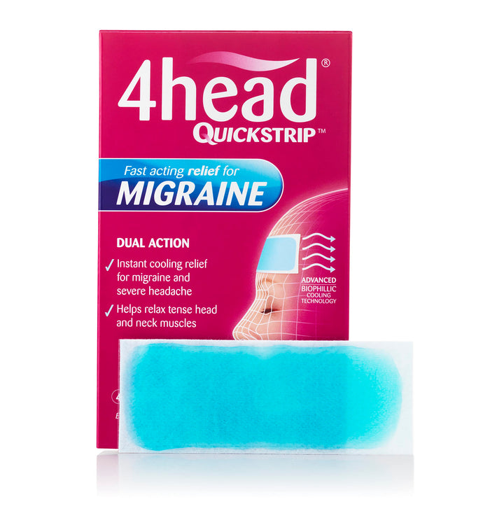 4 Head Quickstrip Headache and Migraine Relief Strips, Pack of 4