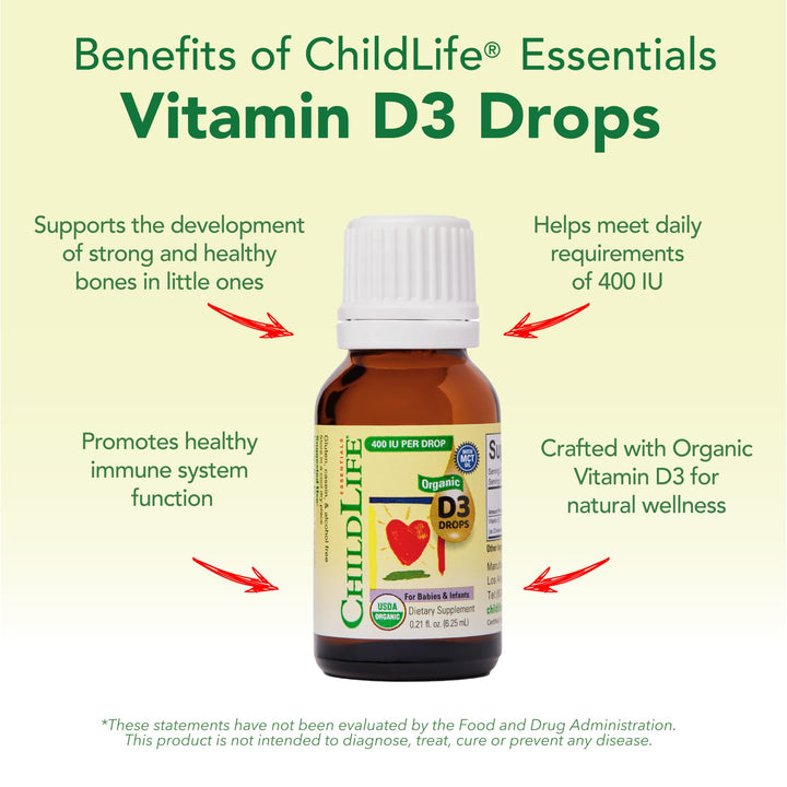 ChildLife Essentials Organic Infant Vitamin D3 Drops, 0.21 fl oz