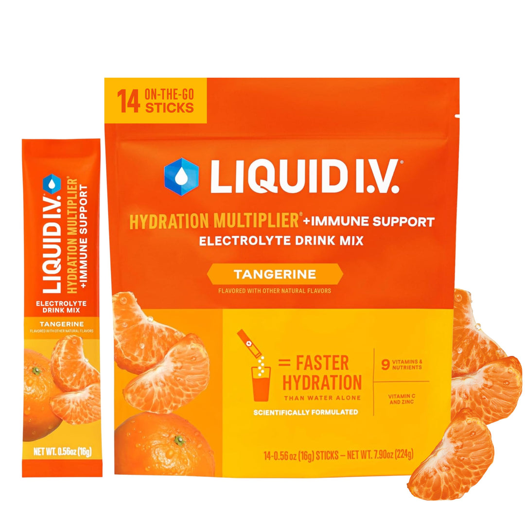 Liquid I.V. Hydration Multiplier Plus Immune Support, Fresh Tangerine, 14 Count