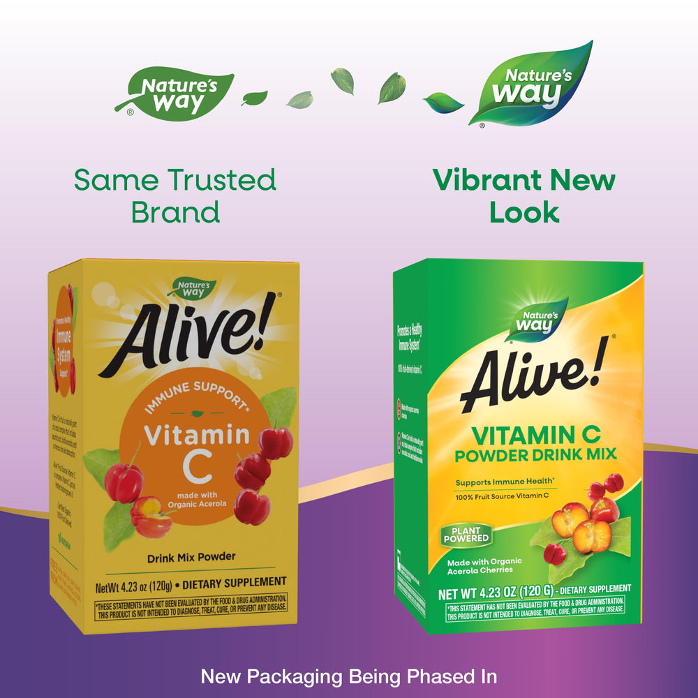 Nature's Way Alive Fruit Source Vitamin C Drink Mix Powder, Organic Acerola Fruit, 4.23 oz
