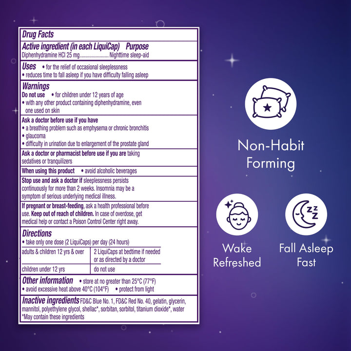 ZzzQuil Nighttime Sleep Aid Liquicaps, 25 mg, 48 Count