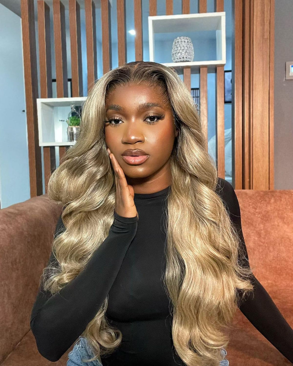 ILHILH Body Wave Lace Front Wig, Ash Blonde, 26 Inch