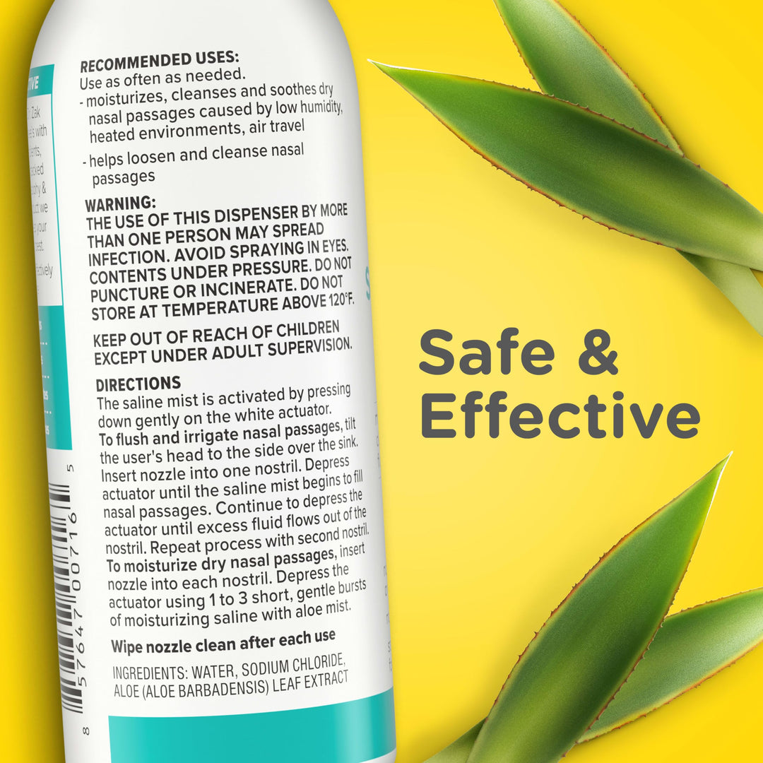 Zarbee's Soothing Saline Nasal Mist And Spray, Aloe, 3 fl oz