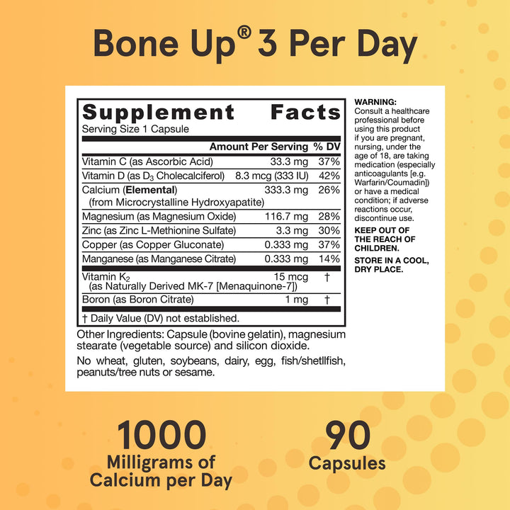 Jarrow Formulas BoneUp Three Per Day, Vitamin D3 and Calcium, 90 Count