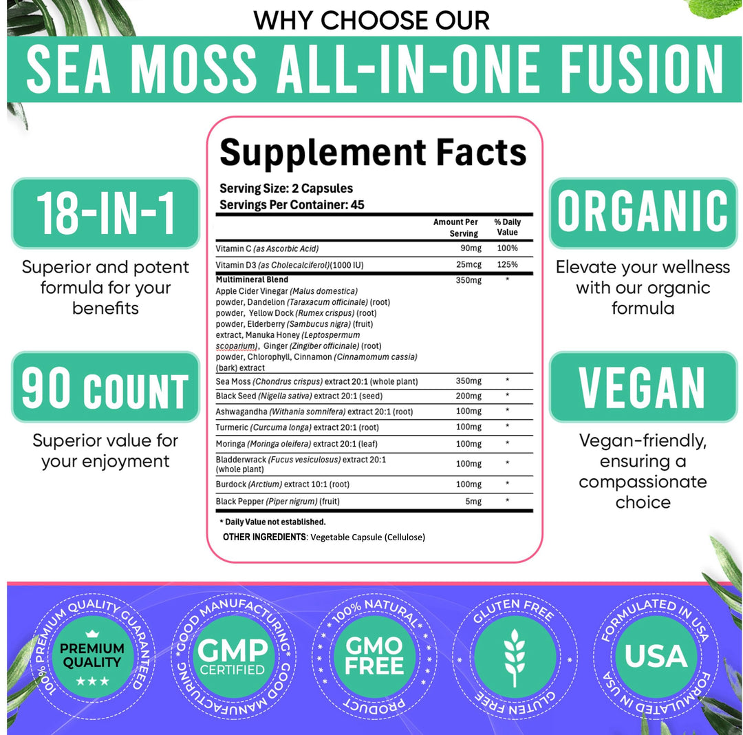 Adndale Sea Moss Capsules, 90 Count