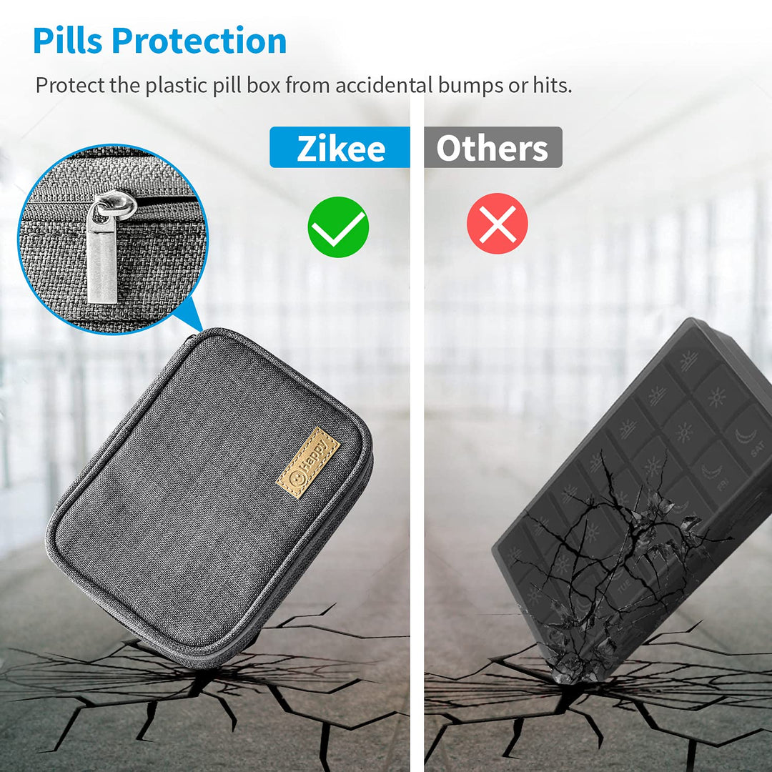 ZIKEE Weekly Pill Case Organizer, 3 Times a Day, Grey