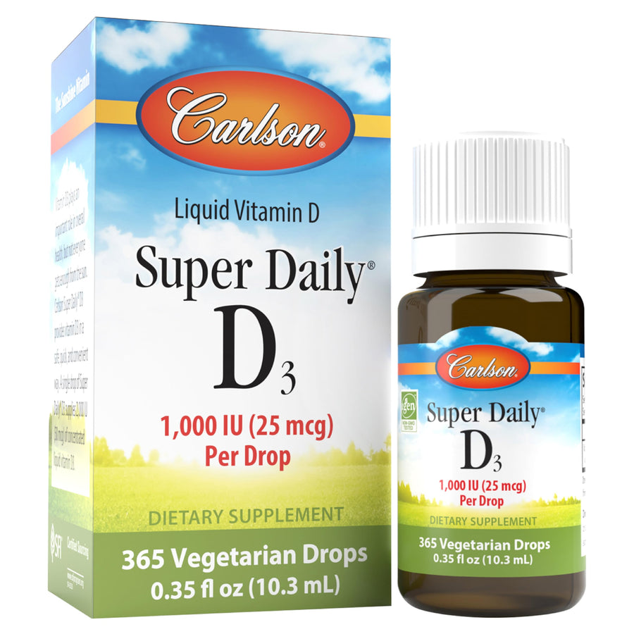 Carlson Super Daily D3 Vitamin D Drops, Unflavored, 1000 IU, 365 Drops