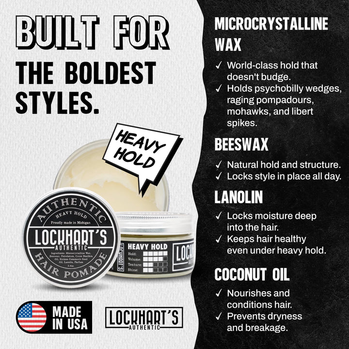 Lockhart's Authentic Grooming Co. LLC Heavy Hold Pomade, Coco Vanilla, 3.4 oz