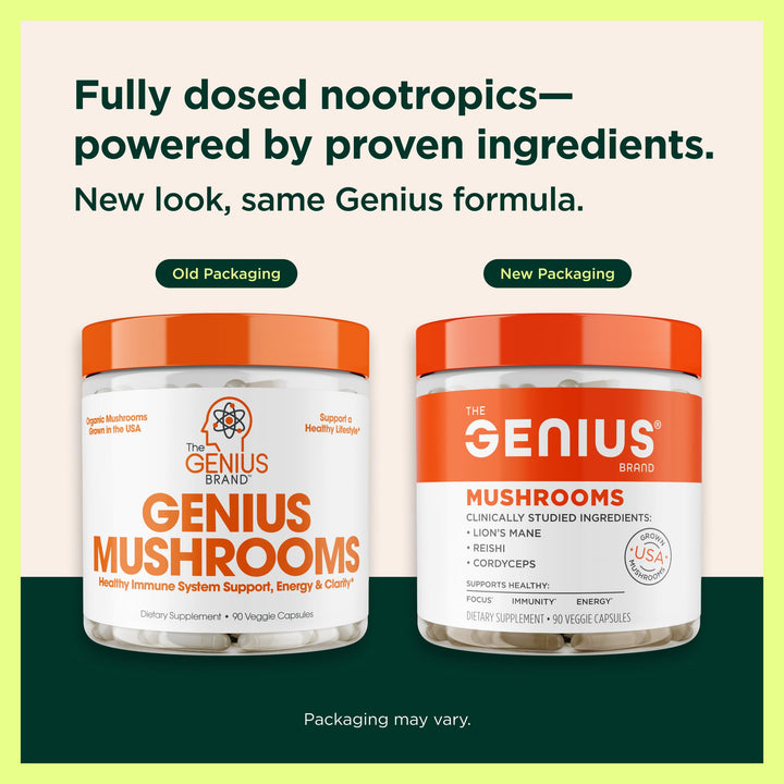The Genius Brand Mushroom Supplement, 90 Count