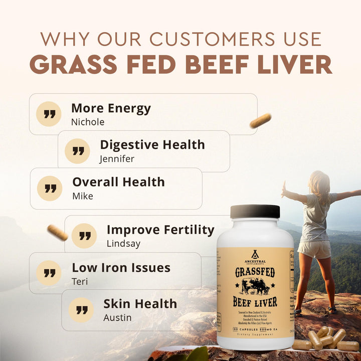 Ancestral Supplements Grass Fed Beef Liver, 180 Count