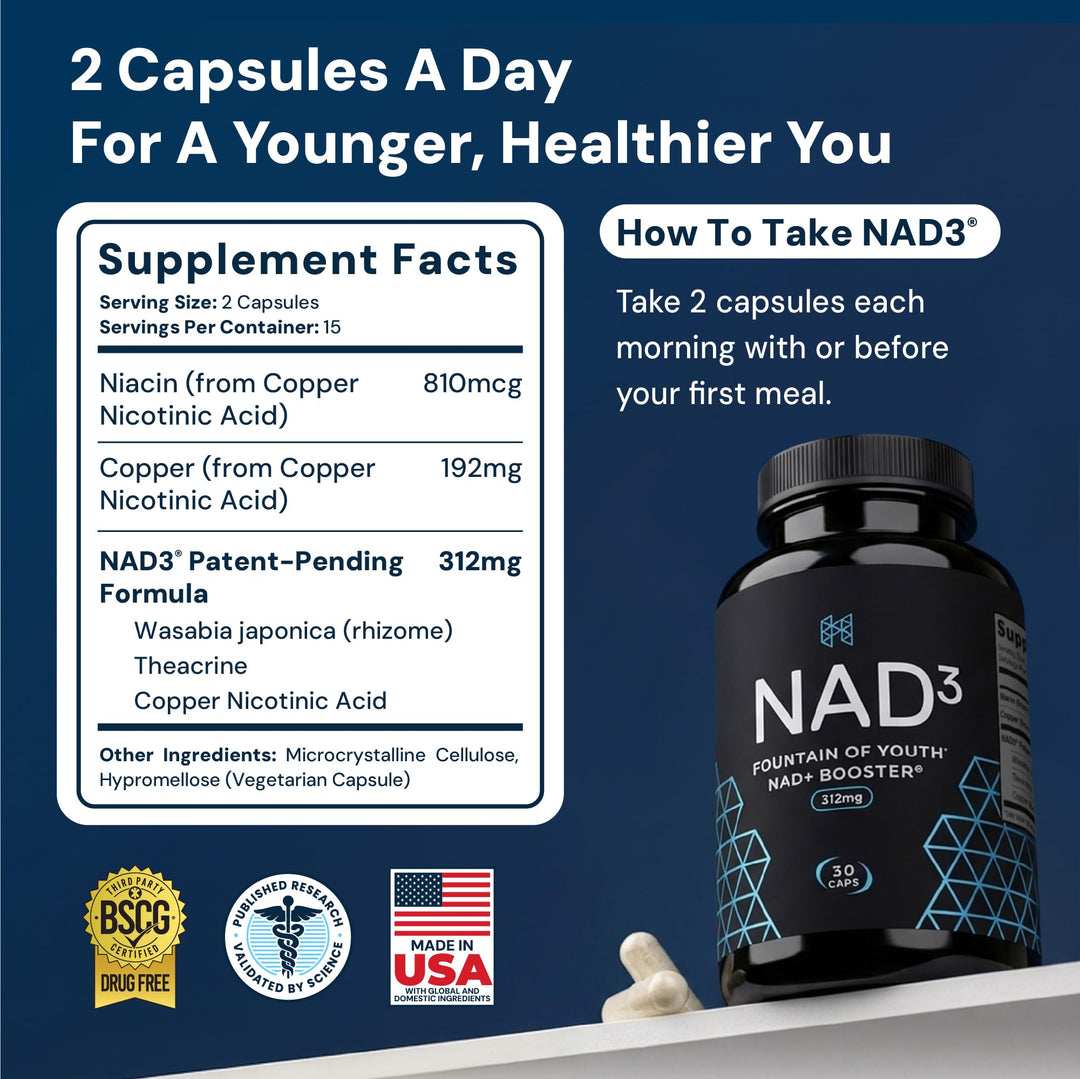HPN NAD+ Booster Nicotinamide Riboside Alternative NAD3, 30 Count