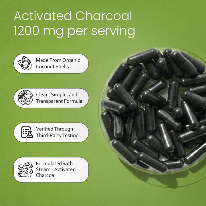NaturaLife Labs Activated Charcoal, 1200 mg, 100 Count