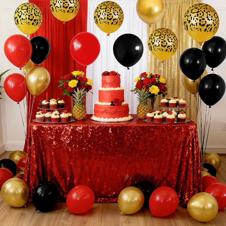 Vibzox Cheetah Balloons, Red Black Gold, 12 Inch