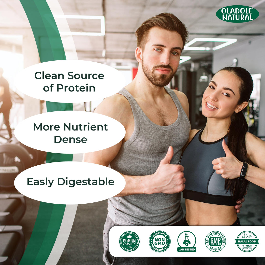 Oladole Natural Plant Based Organic Protein Powder, Vanilla Bean, 1 kg