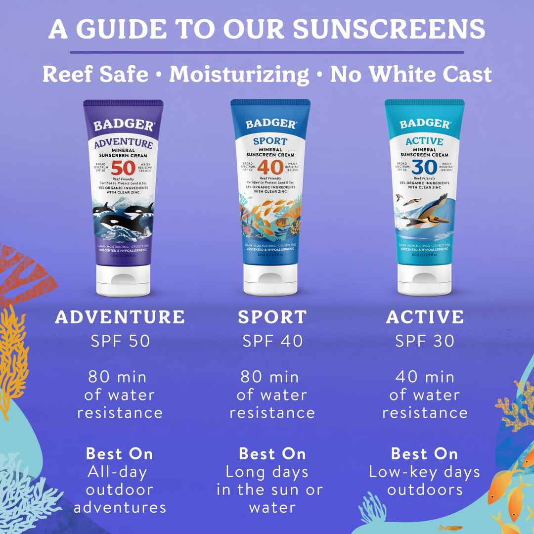 Badger Mineral Sunscreen SPF 50, Unscented, 2.9 fl oz