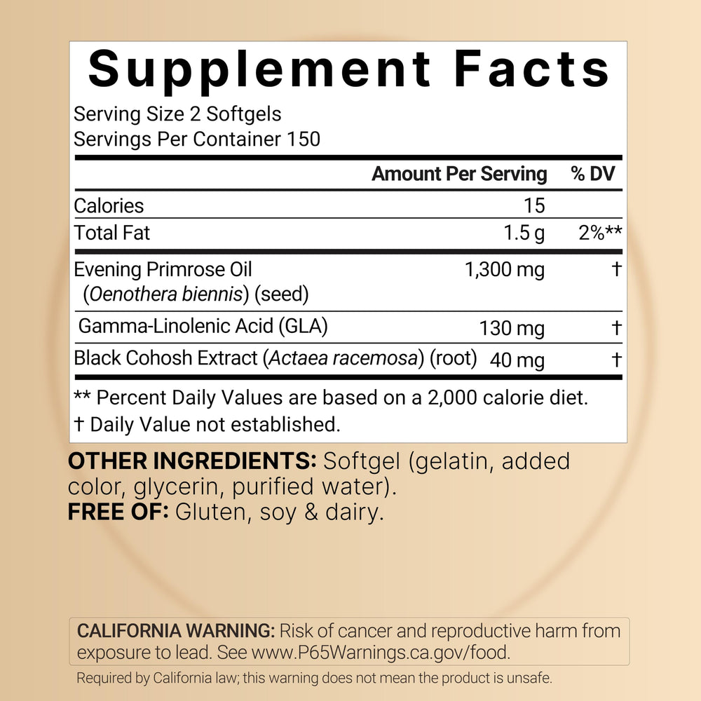 NatureBell Evening Primrose Oil with Black Cohosh, 1300 mg, 300 Count