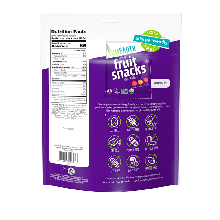 YumEarth Organic Fruit Snacks, Fruit Flavored, 5 Count