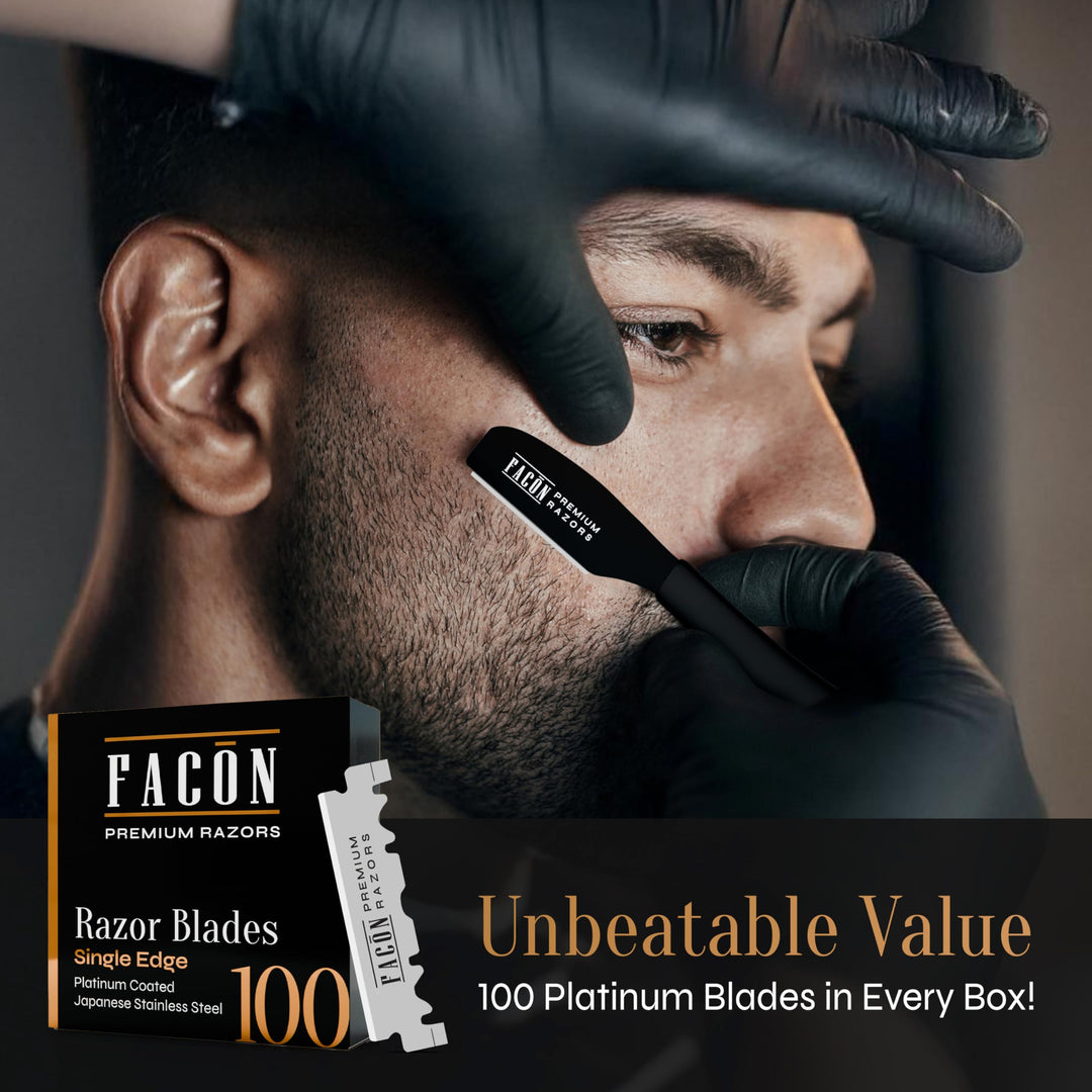 FACON Straight Edge Barber Razor, 10 Count
