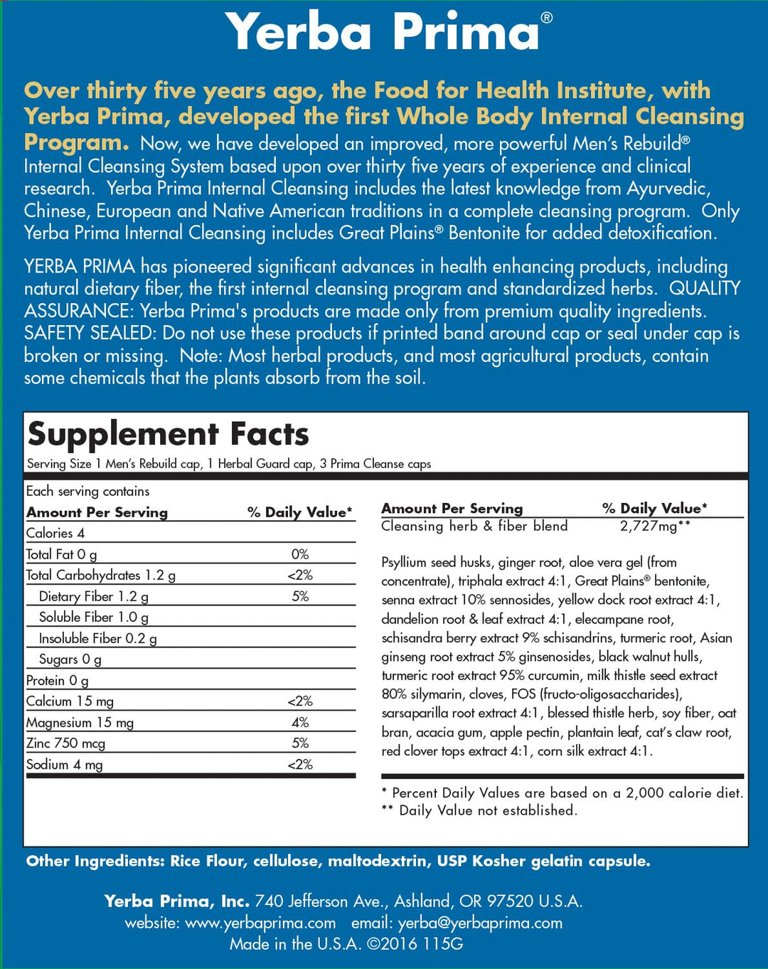 Yerba Prima Men's Rebuild Cleansing Program, 3 Count