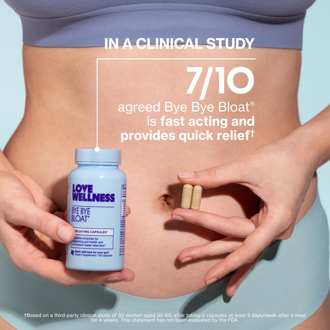 Love Wellness Bye Bye Bloat Digestive Enzymes Supplement, 60 Count