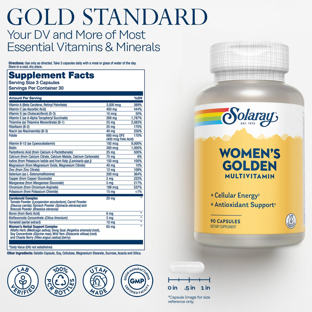 SOLARAY Women's Golden Multivitamin Capsules, 90 Count