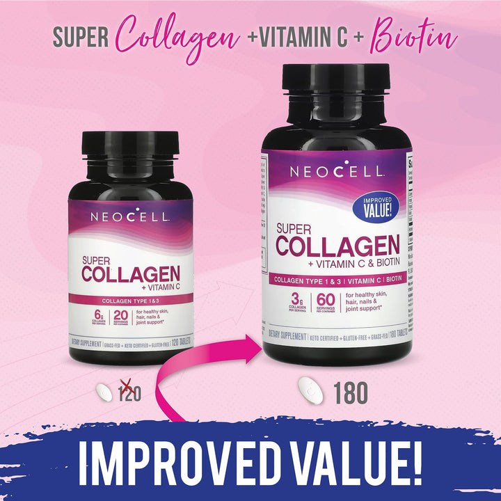 Neocell Super Collagen Plus C Type 1 And 3 Tablets, 6000 mg, 120 Count