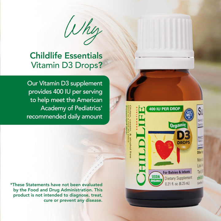 ChildLife Essentials Organic Infant Vitamin D3 Drops, 0.21 fl oz