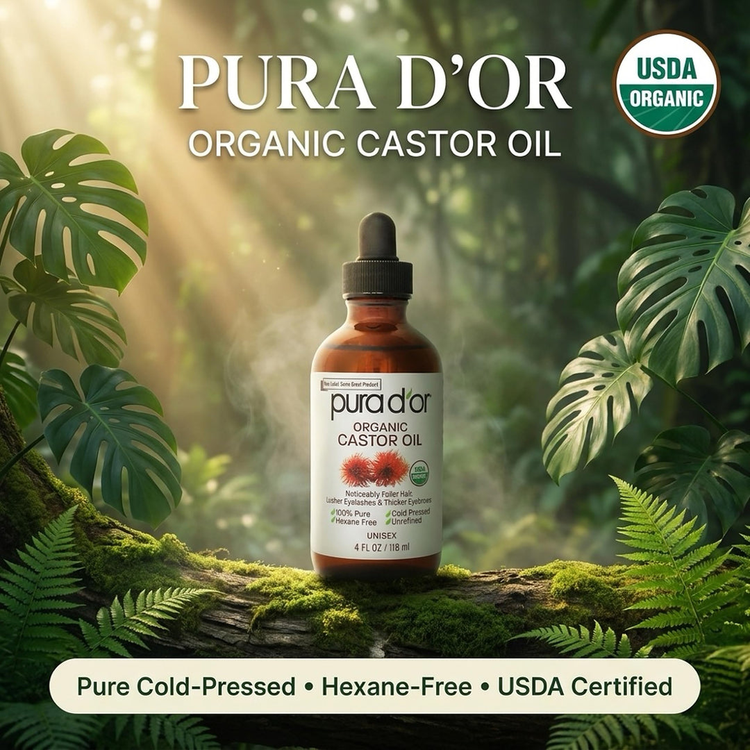 PURA D'OR Organic Castor Oil, 4 fl oz