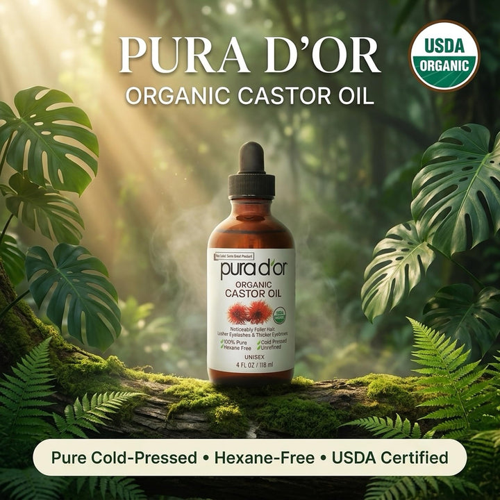 PURA D'OR Organic Castor Oil, 4 fl oz
