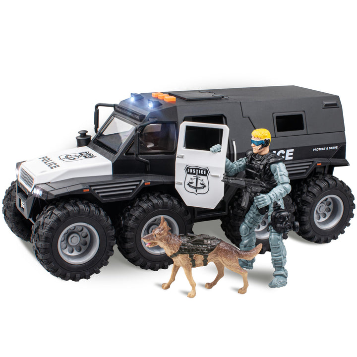 i diy Police Car Toy, 8x8, Military Policeman & Dog