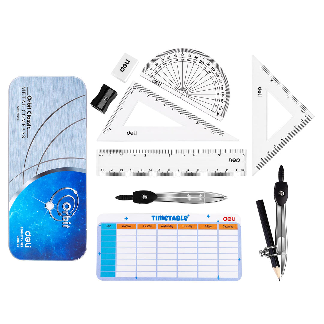 deli Geometry Set, Ergonomic Handle Compass, EG306, 95