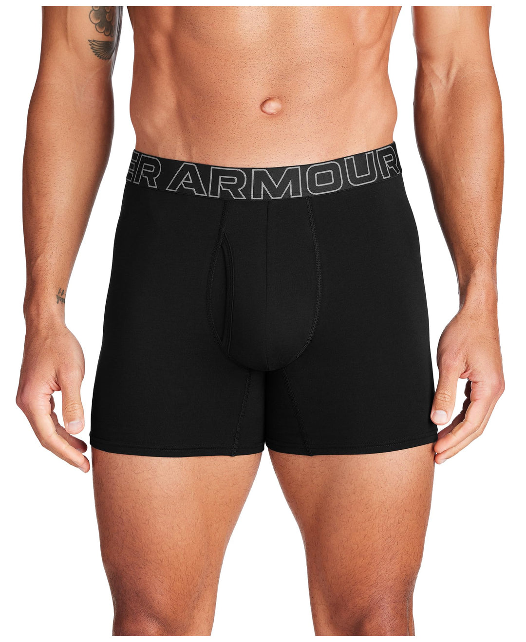 Under Armour Men's Cotton Boxerjock Brief Underwear, Black Solid, Medium, 3 Count