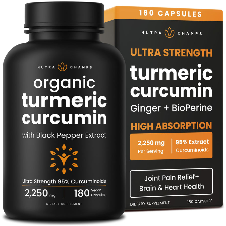 NutraChamps Turmeric Curcumin With BioPerine, 1500 mg, 180 Count