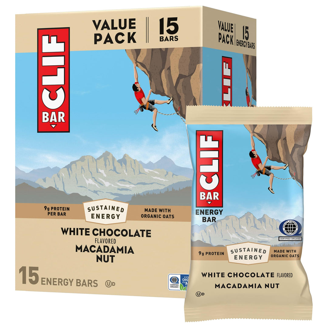 CLIF Bar Protein Energy Bars, White Chocolate Macadamia Nut, 15 Count