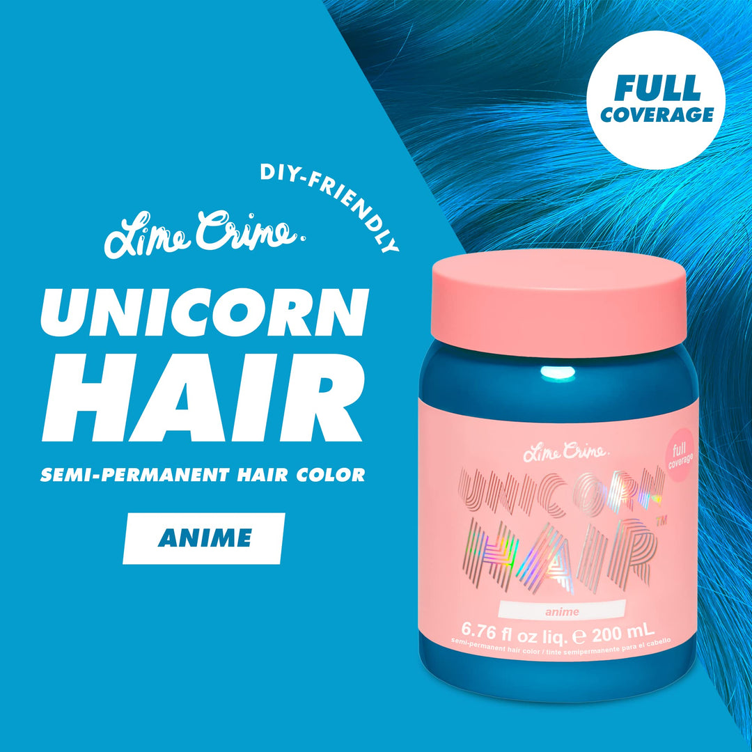 Lime Crime Unicorn Full Coverage Hair Dye, Anime Candy Blue