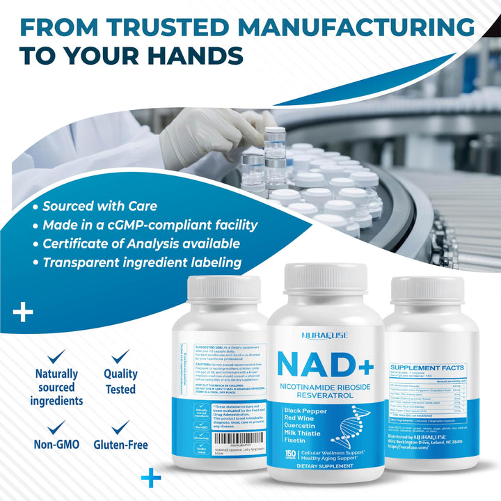 NURAFUSE Liposomal NAD+ Trans-Resveratrol Supplement