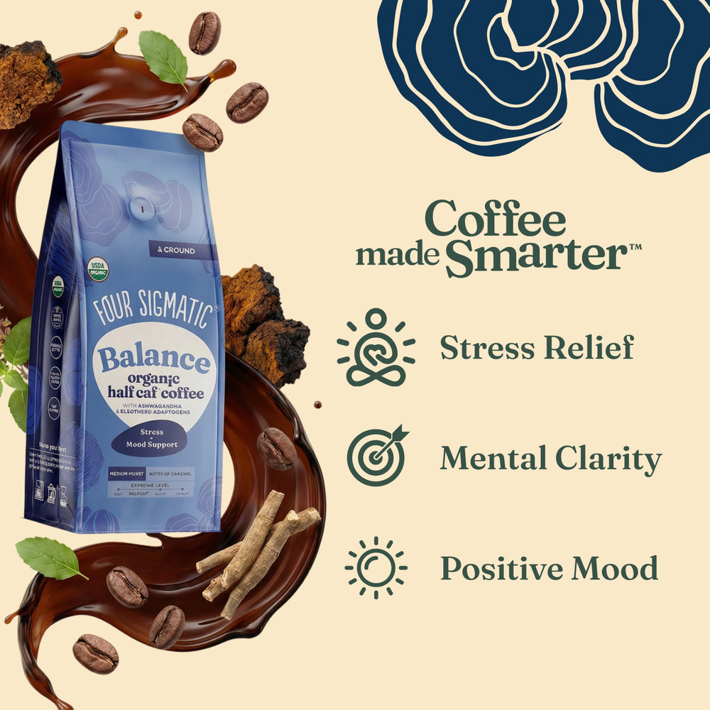Four Sigmatic Organic Balance Adaptogen Ground Coffee, Medium Roast, 12 oz