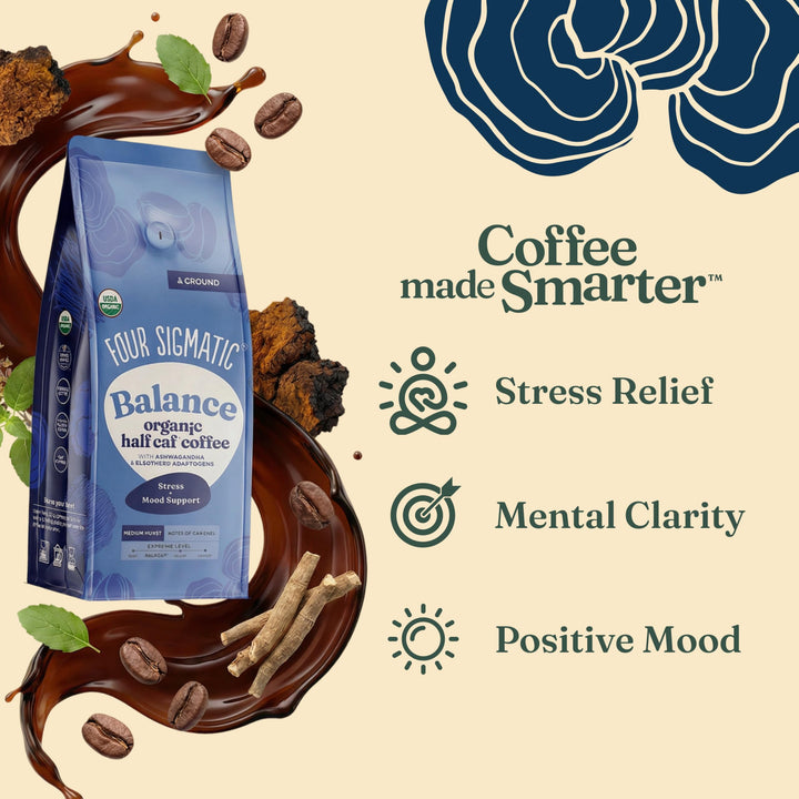 Four Sigmatic Organic Balance Adaptogen Ground Coffee, Medium Roast, 12 oz