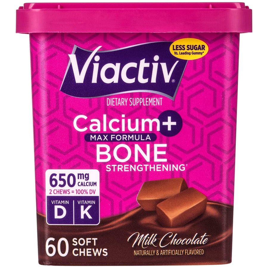Viactiv Calcium + Vitamin D3 Supplement Soft Chews, Milk Chocolate, 60 Count