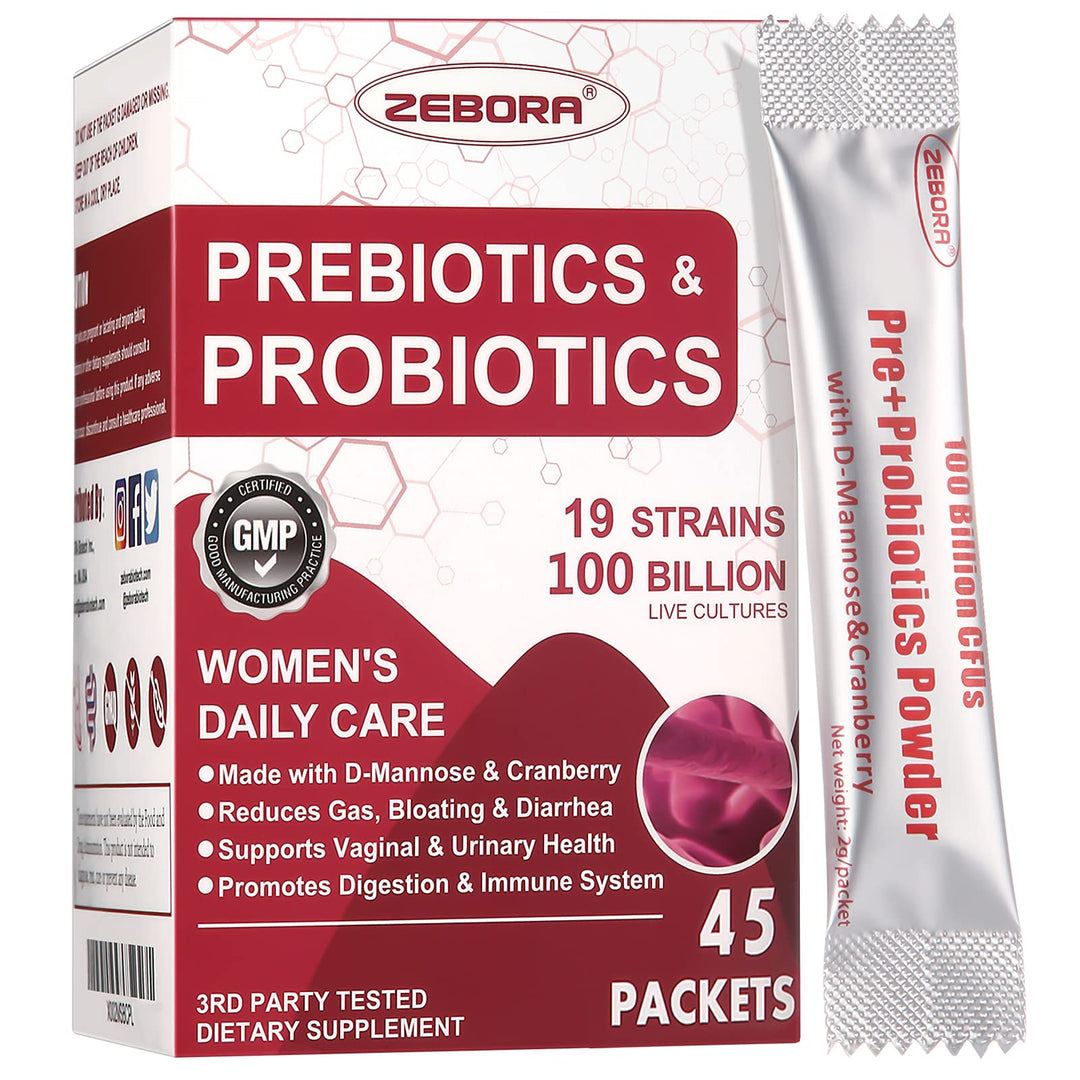 ZEBORA Probiotics For Women, 100 Billion CFUs, 45 Packets