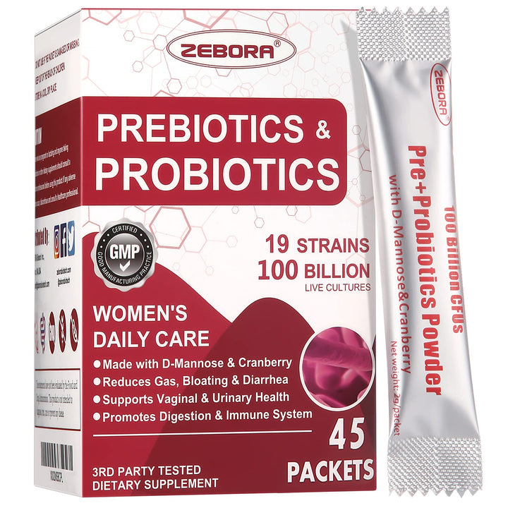 ZEBORA Probiotics For Women, 100 Billion CFUs, 45 Packets