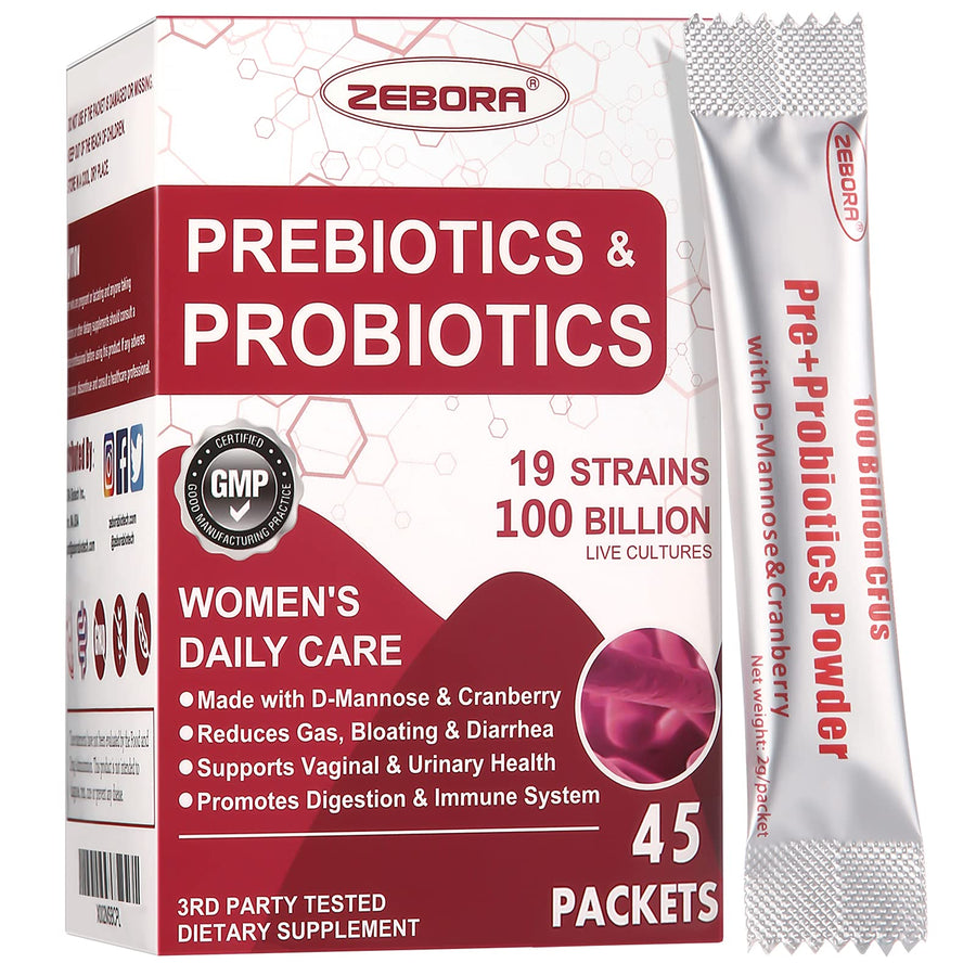 ZEBORA Probiotics For Women, 100 Billion CFUs, 45 Packets